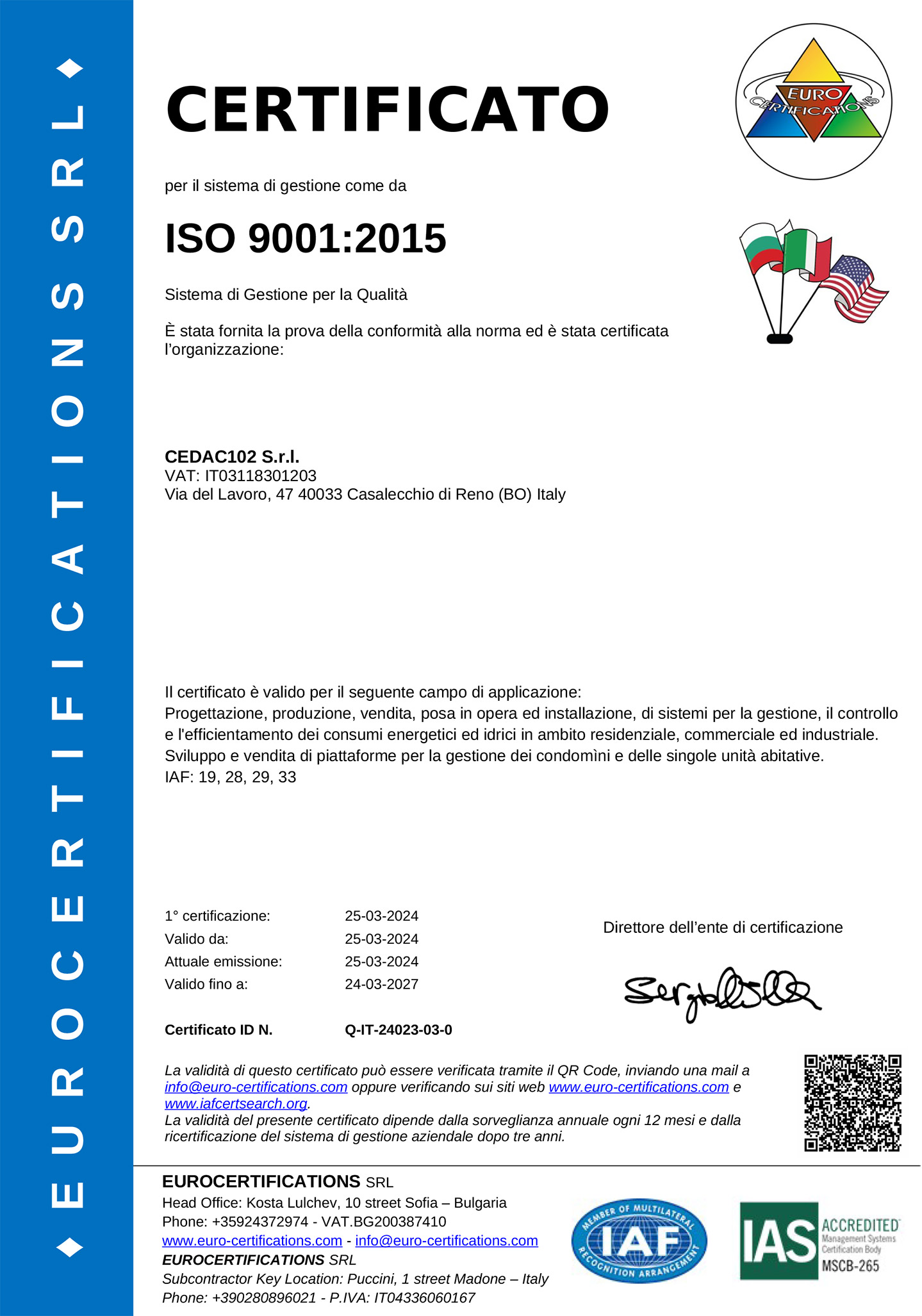 Certificazioni Iso 9001 cedac102